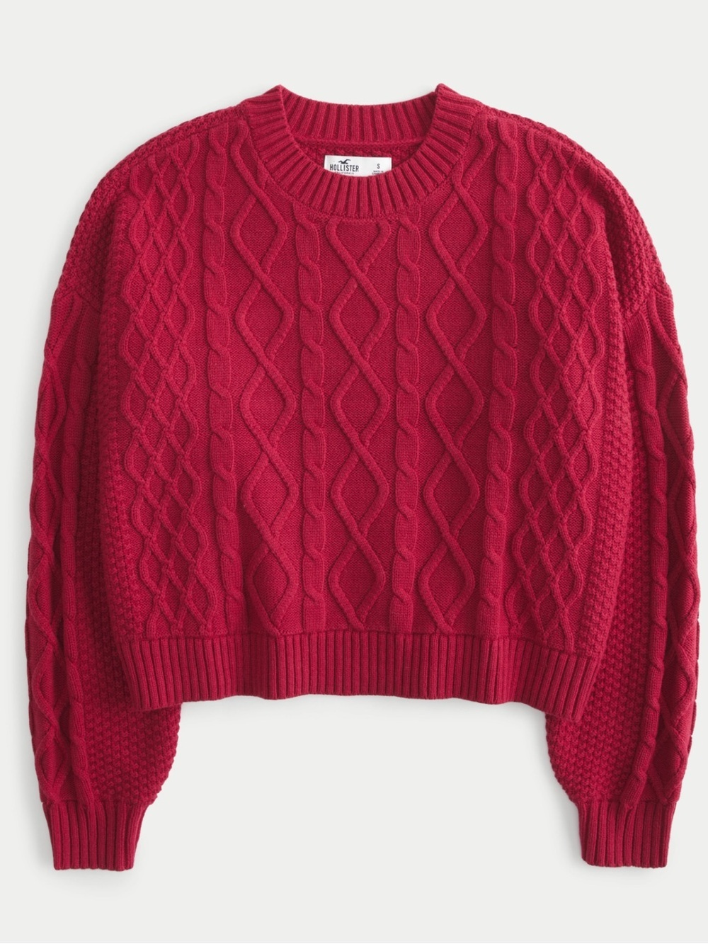 Hollister Women's Red Cable-Knit Sweater Size Small